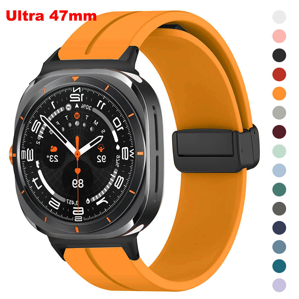 Metal Magnetic Buckle Strap For Samsung Galaxy Watch 7 Ultra 47mm Silicone Band