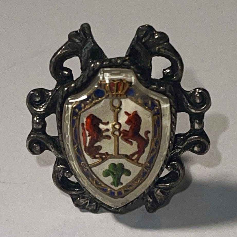 Silver Tone Heraldic Shield Screwback Lapel Pin Brooch Unisex Adults