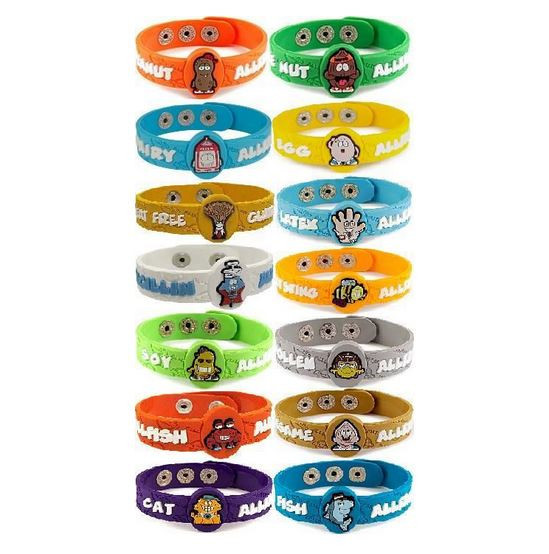 AllerMates Allergy Wristbands Alert Medical ID Silicone Bracelet Emergency Jewel