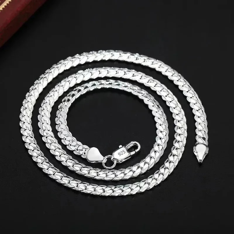 925 Sterling Silver Necklace for Men Women 16/18/20/22/24 Inches Classic 6MM
