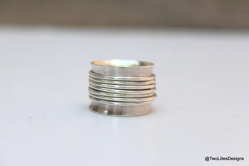 925 Sterling Silver Band &Spinner Meditation Ring Handmade Ring All size-D-83