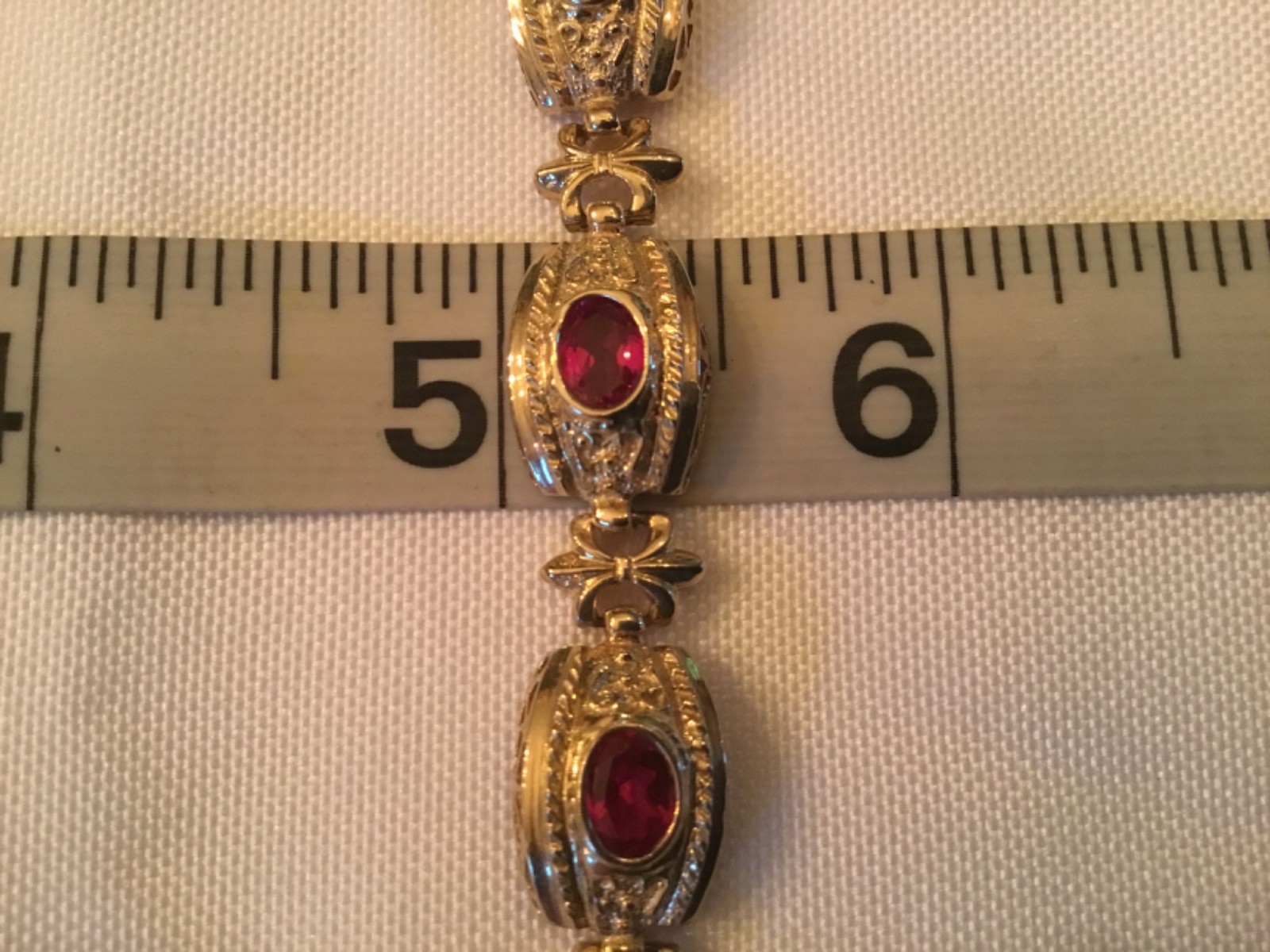 10KT Synthetic Ruby Bracelet -18.52 Grams- Adjustable Clasp- Wear or Scrap