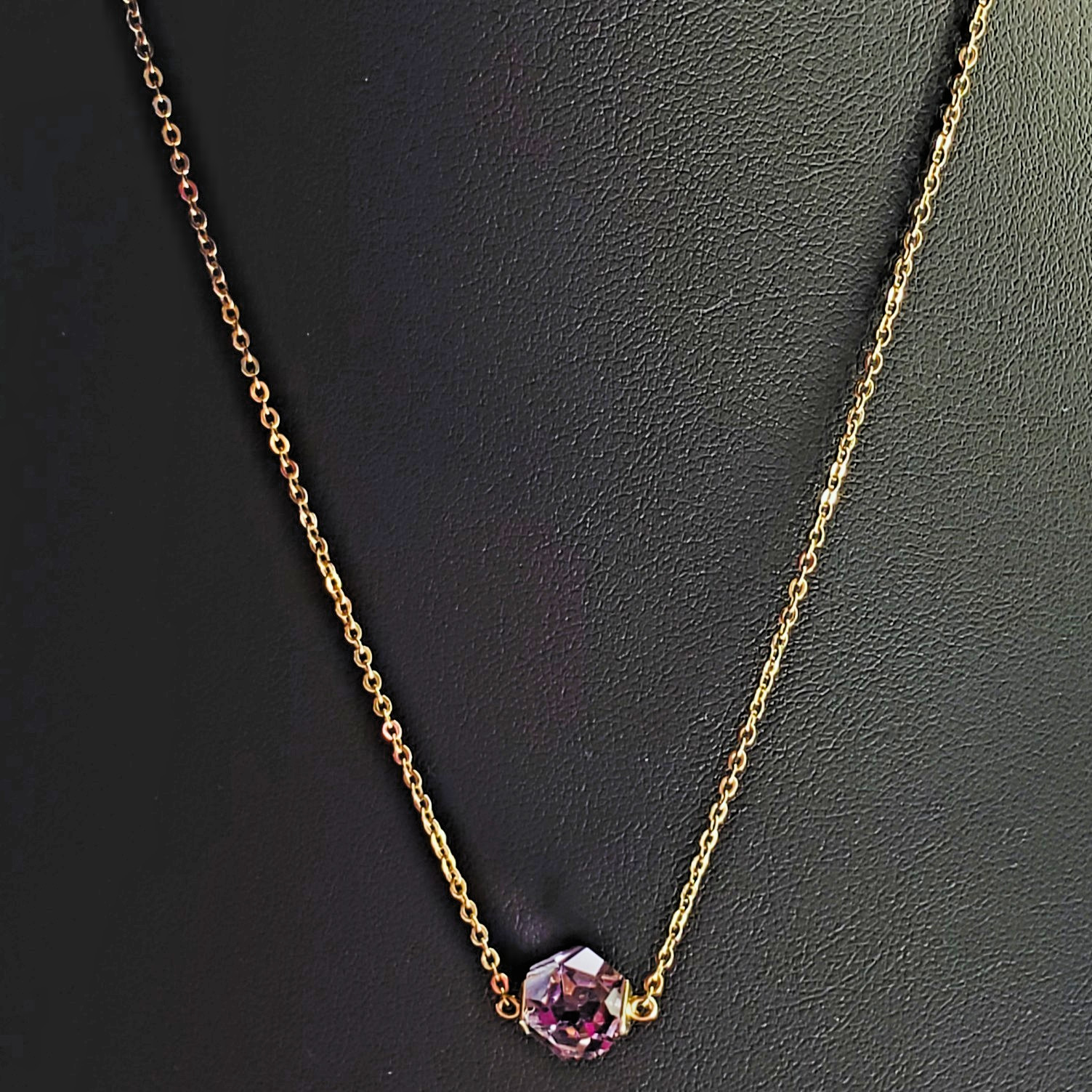 Swarovski “Nutshell Design Collection” Violet Hue Geometric Crystal Necklace