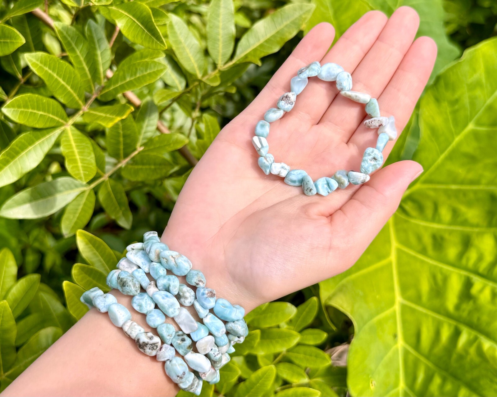 Larimar Tumbled Gemstone Bracelet 6-8 mm Nuggets (Larimar Crystal Bracelet)