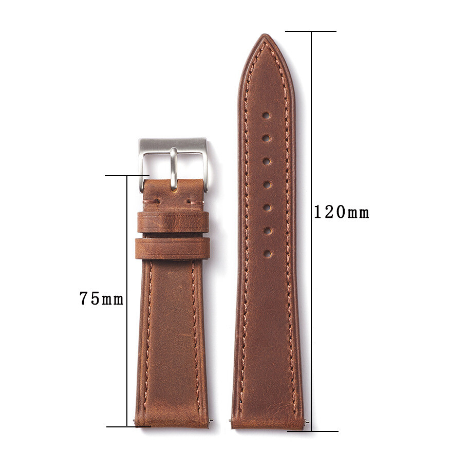 Premium Brushed Cowhide Genuine Leather Watch Band Strap 18-22mm Quick Release