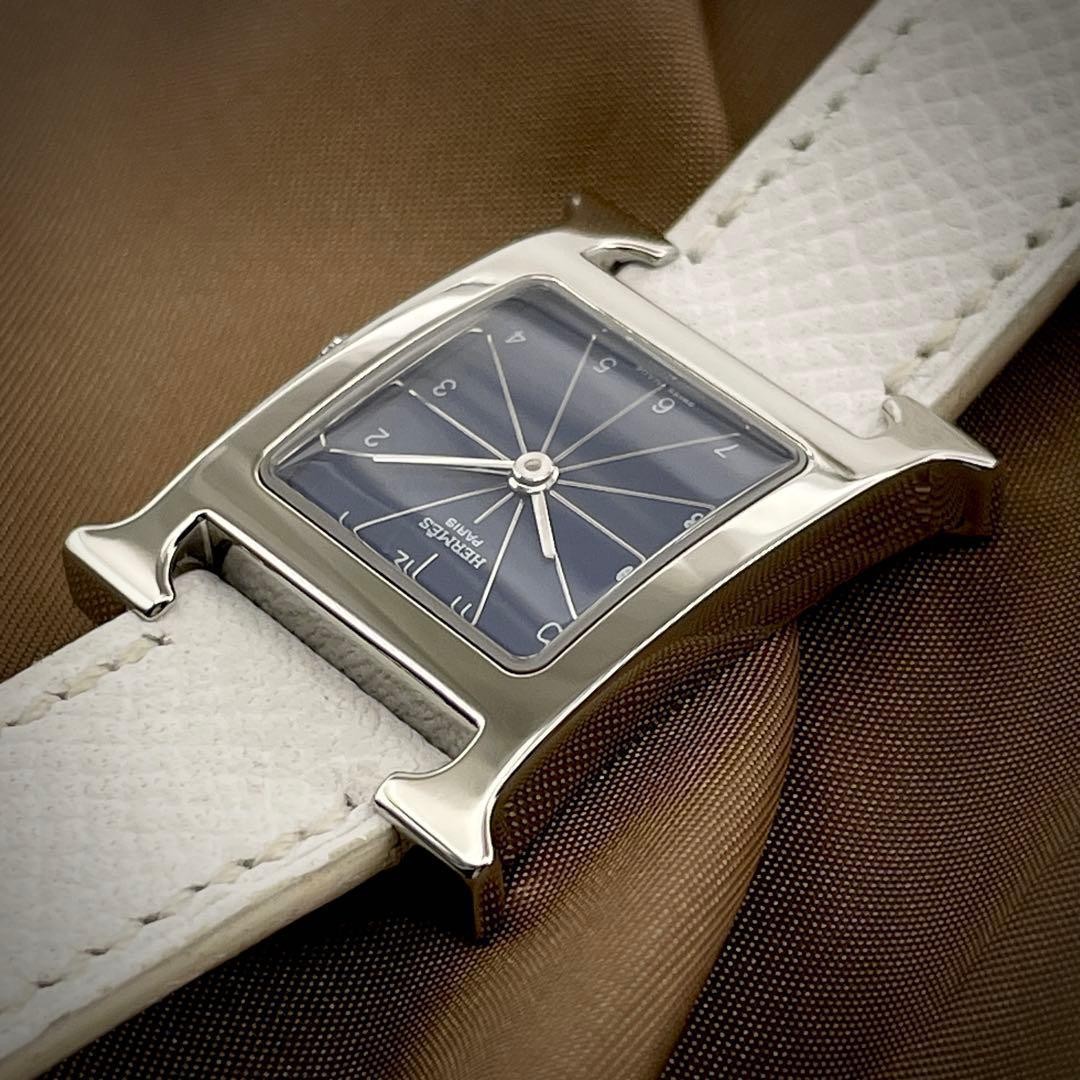 Hermes H Watch HH1.210 Double Tour Quartz White Ladies Japan 075605