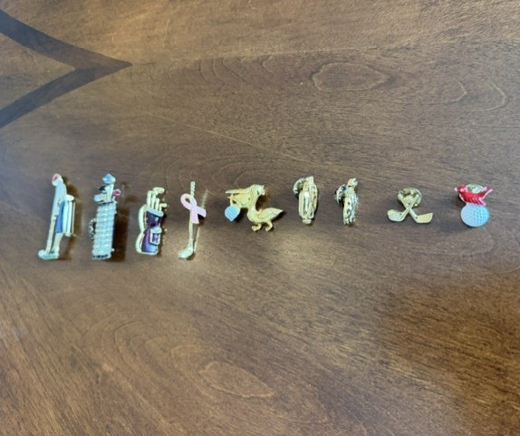 Nine Vintage Women’s Golf Brooches and Pins. Beautiful for Women golfers.