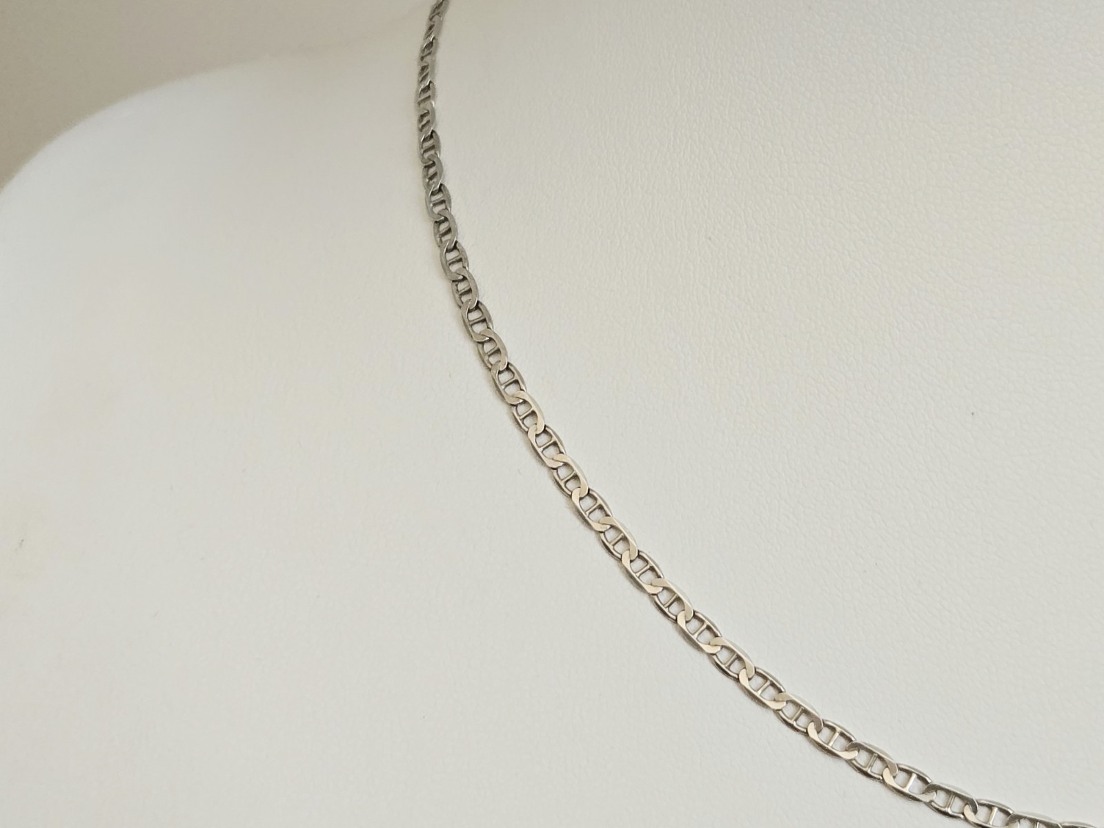Italy Sterling Silver 18 1/2″ Mariner Link Design Necklace Chain – 1/8″ Wide
