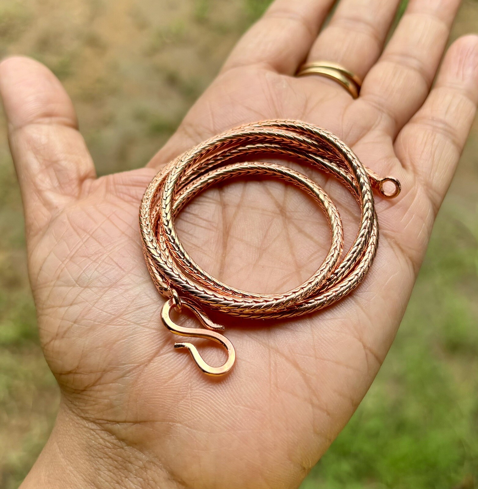 30 inch Pure Copper Hollow Foxtail Chain Necklace, Healing Copper Jewelry