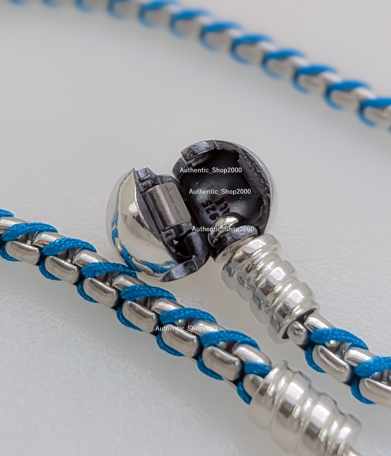 NEW 100% Authentic PANDORA 925 Blue Cord Snake Chain Charm Bracelet 593816C01
