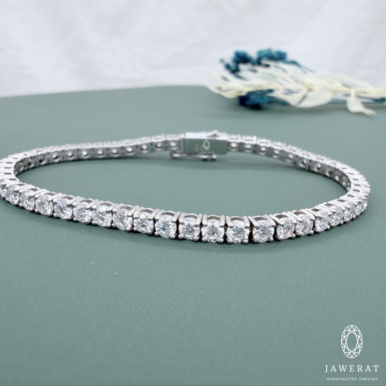 3mm Round Moissanite Tennis Bracelet, Four Prong Setting, Bridal Wedding Jewelry
