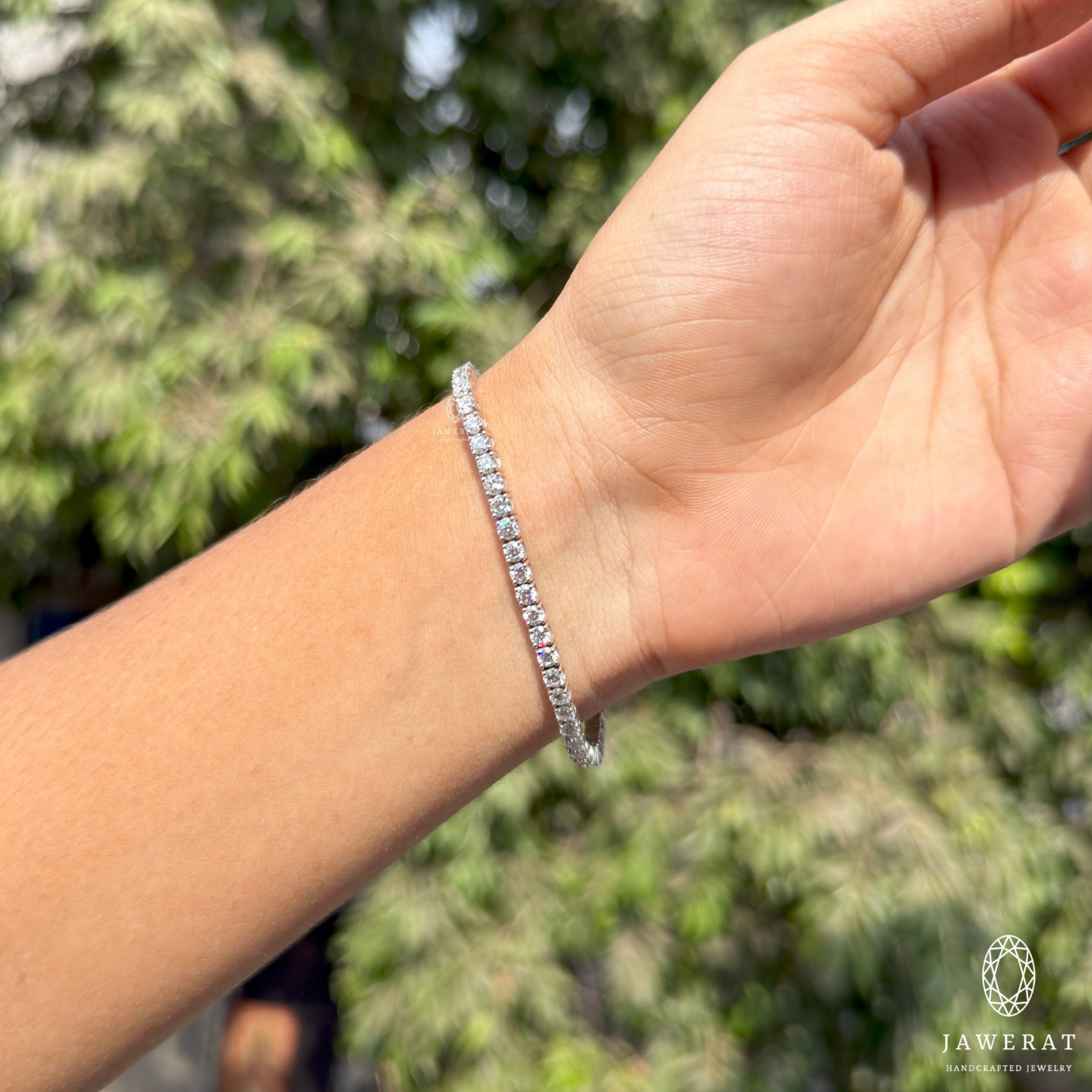3mm Round Moissanite Tennis Bracelet, Four Prong Setting, Bridal Wedding Jewelry