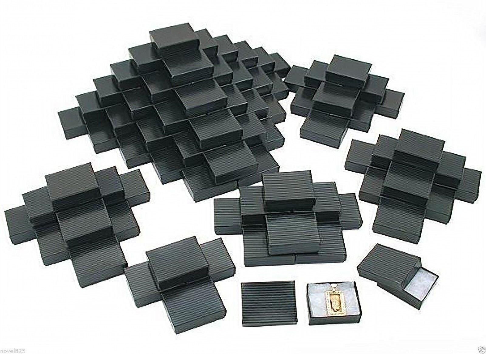 NEW 100 Black Stripe Cotton Filled Jewelry Gift Box 2 1/8″