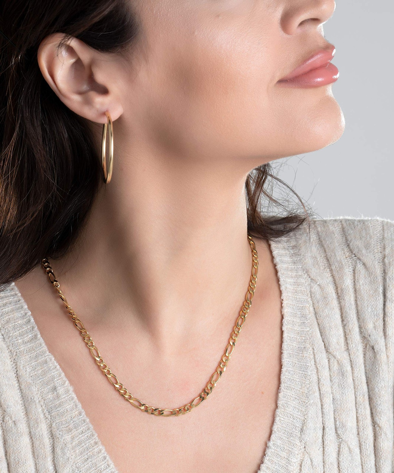 Barzel 18K Gold Plated Figaro Chain Necklace 2MM, 2.5MM, 3MM, 4MM, 4.5MM & 5M…