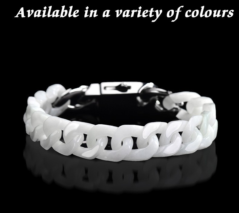 Certified Grade A Natural Green Jade Jadeite Cuban Curb Link Bracelet 5.9-9.4″