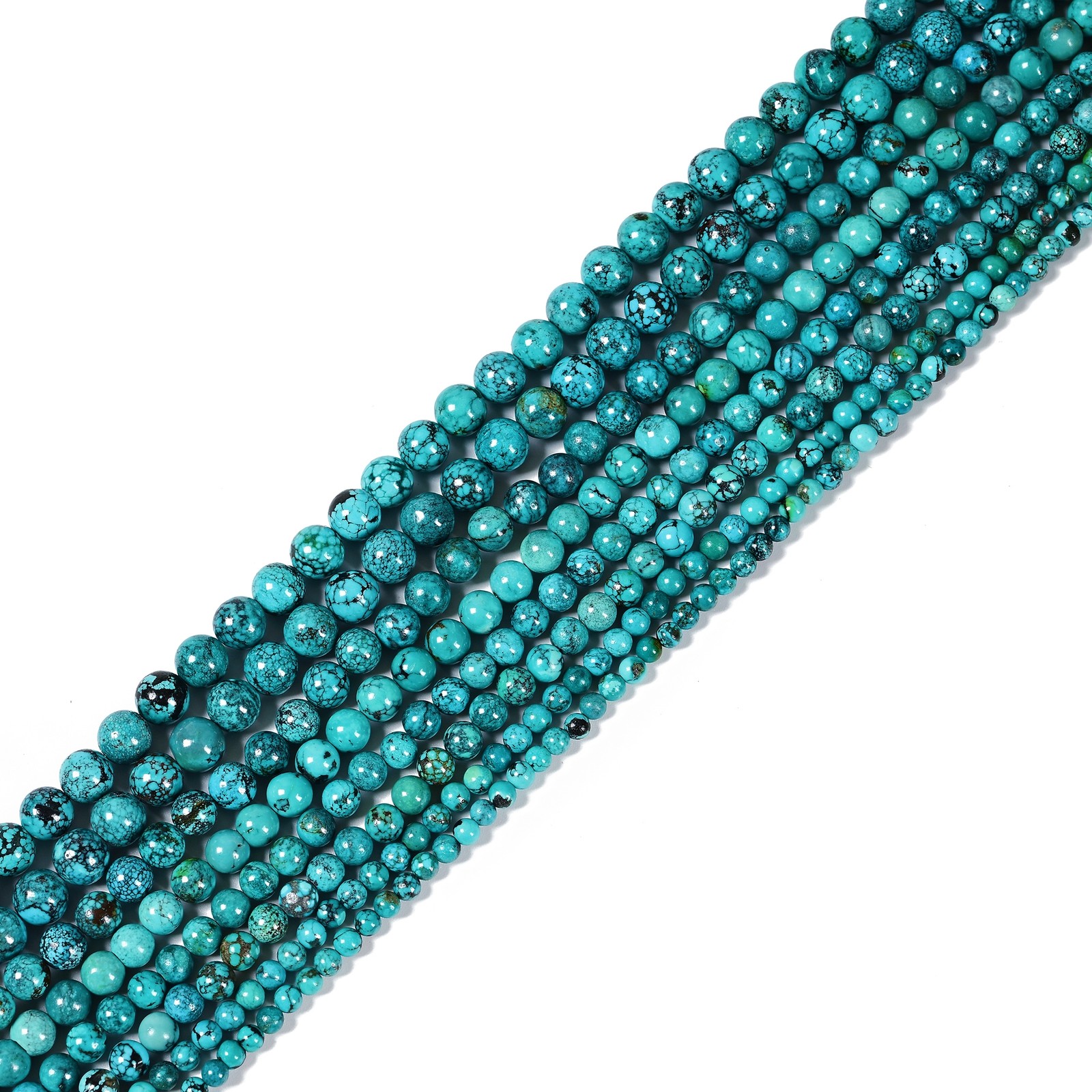 Grade A Natural Blue Turquoise Smooth Round Beads 4-5mm 6-7mm 8mm 15.5” Strand