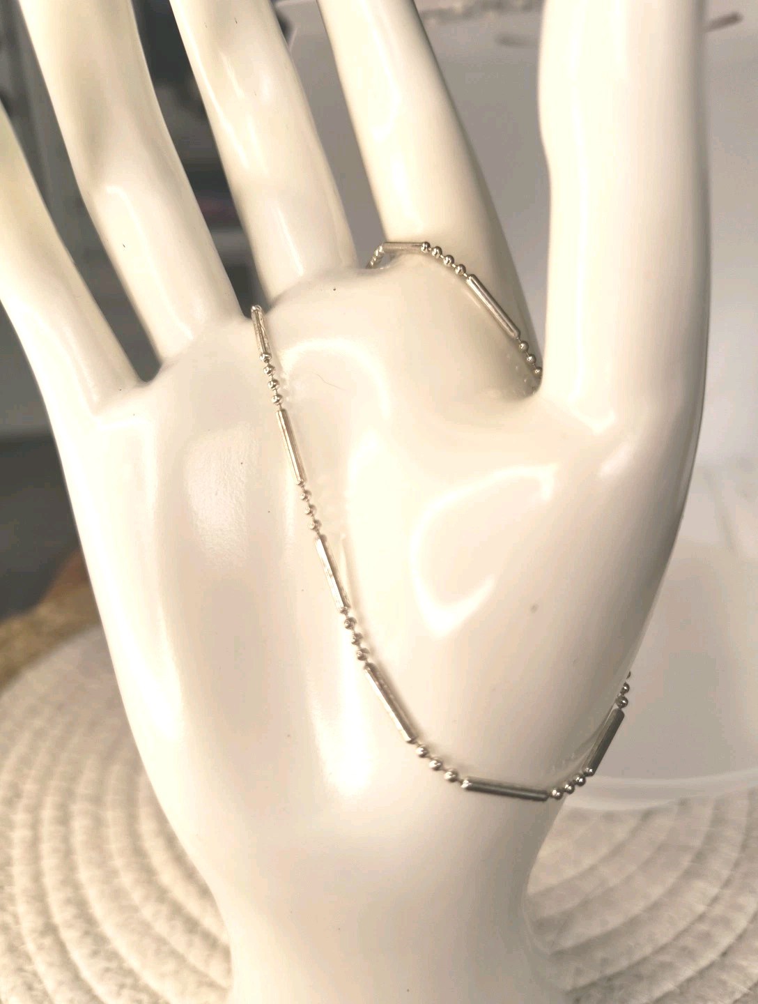 925 Sterling Silver Anklet Bead & Ball Chain 8″ Bracelet “BB” Jewelry Italy Xmas