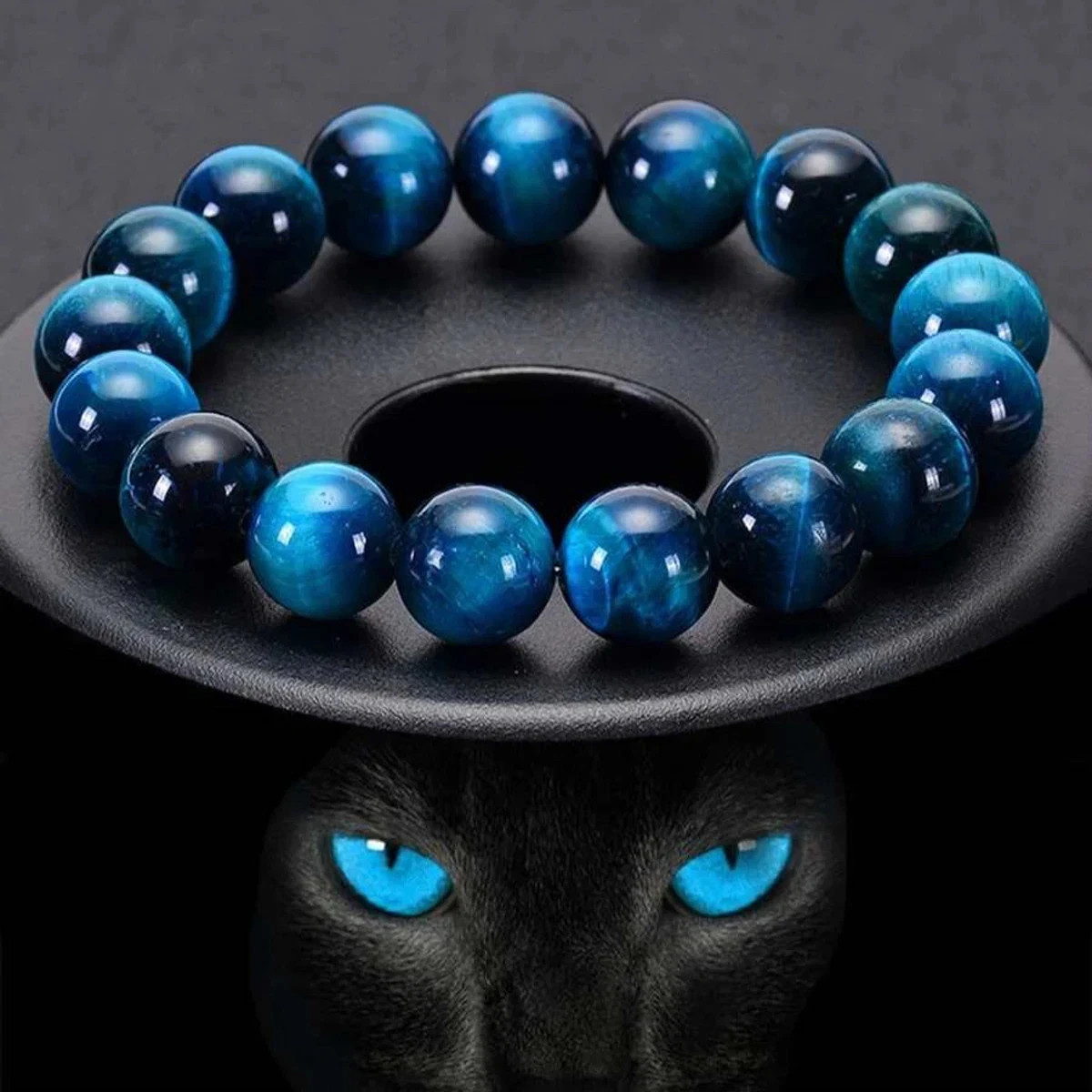 8MM Blue Tiger Eye Bracelet Natural Crystal Stone Energy Healing Reiki for Gift