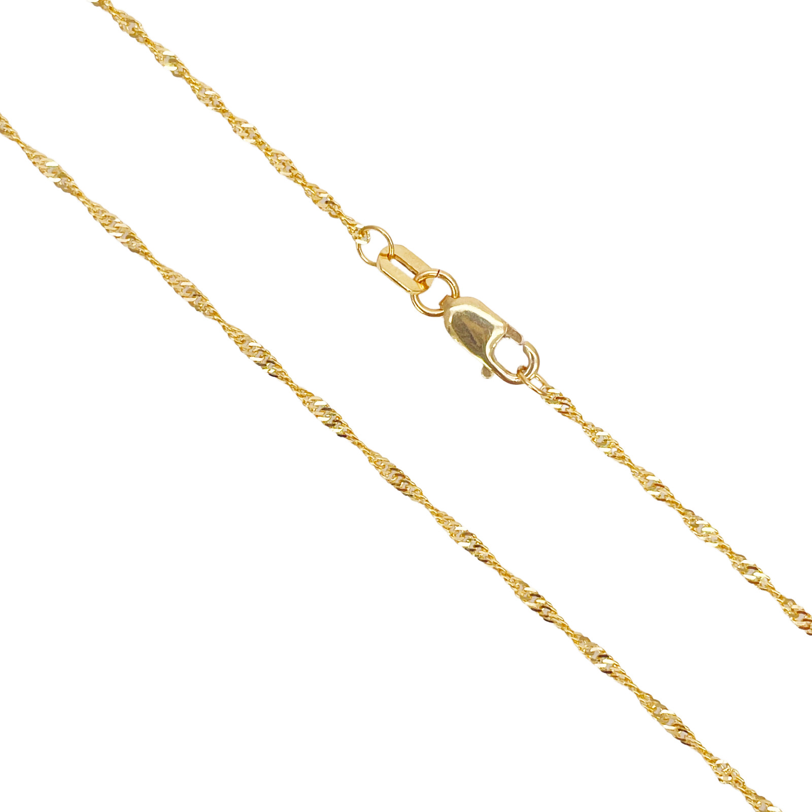 22ct Gold Twisted Chain Lightweight Fancy Ripple Necklace 16 Inches 1mm Width