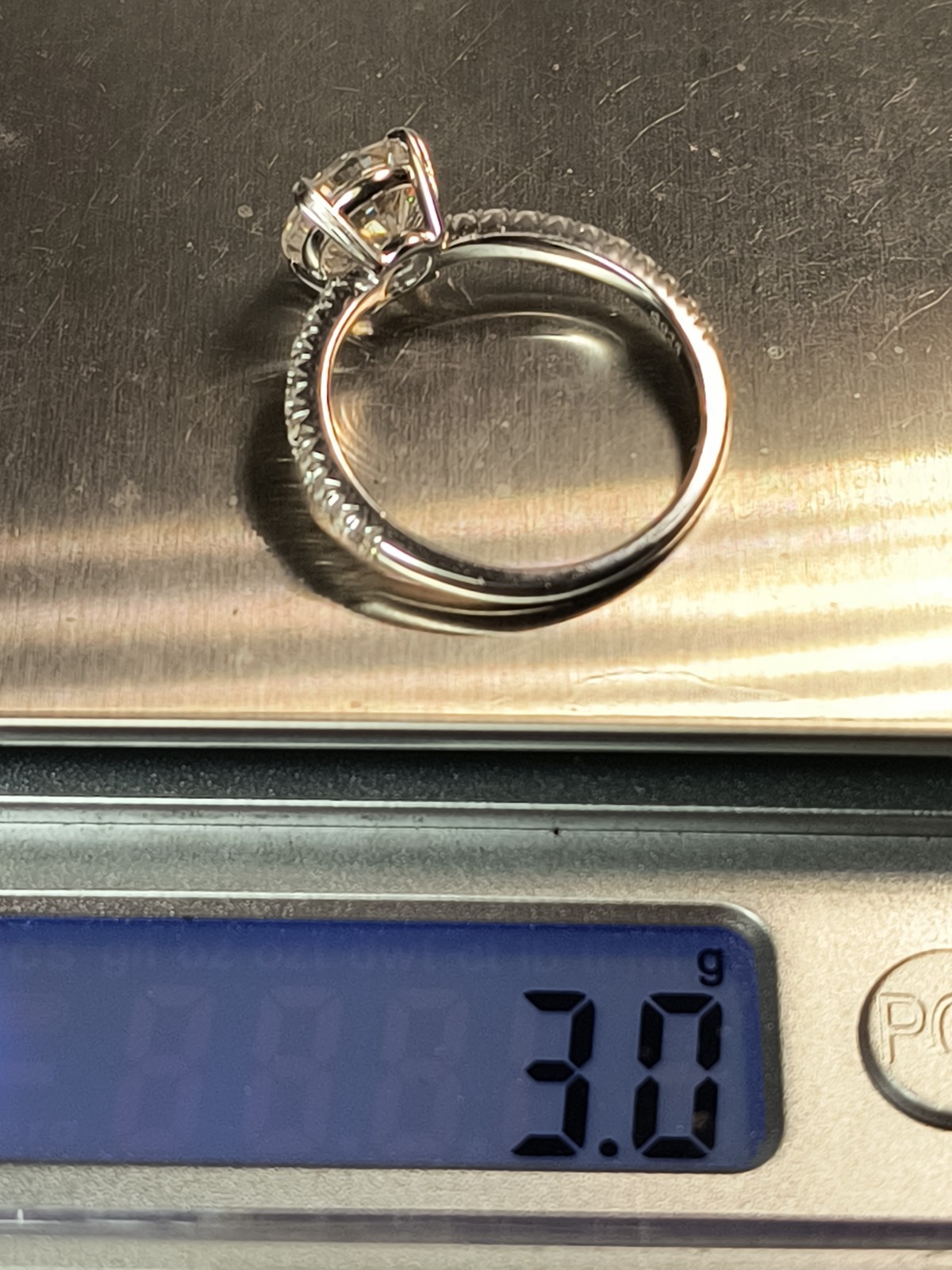 Cubic Zirconia Solitaire w/ C Accents 925 Silver Engagement Ring Size 8.75 3.0g