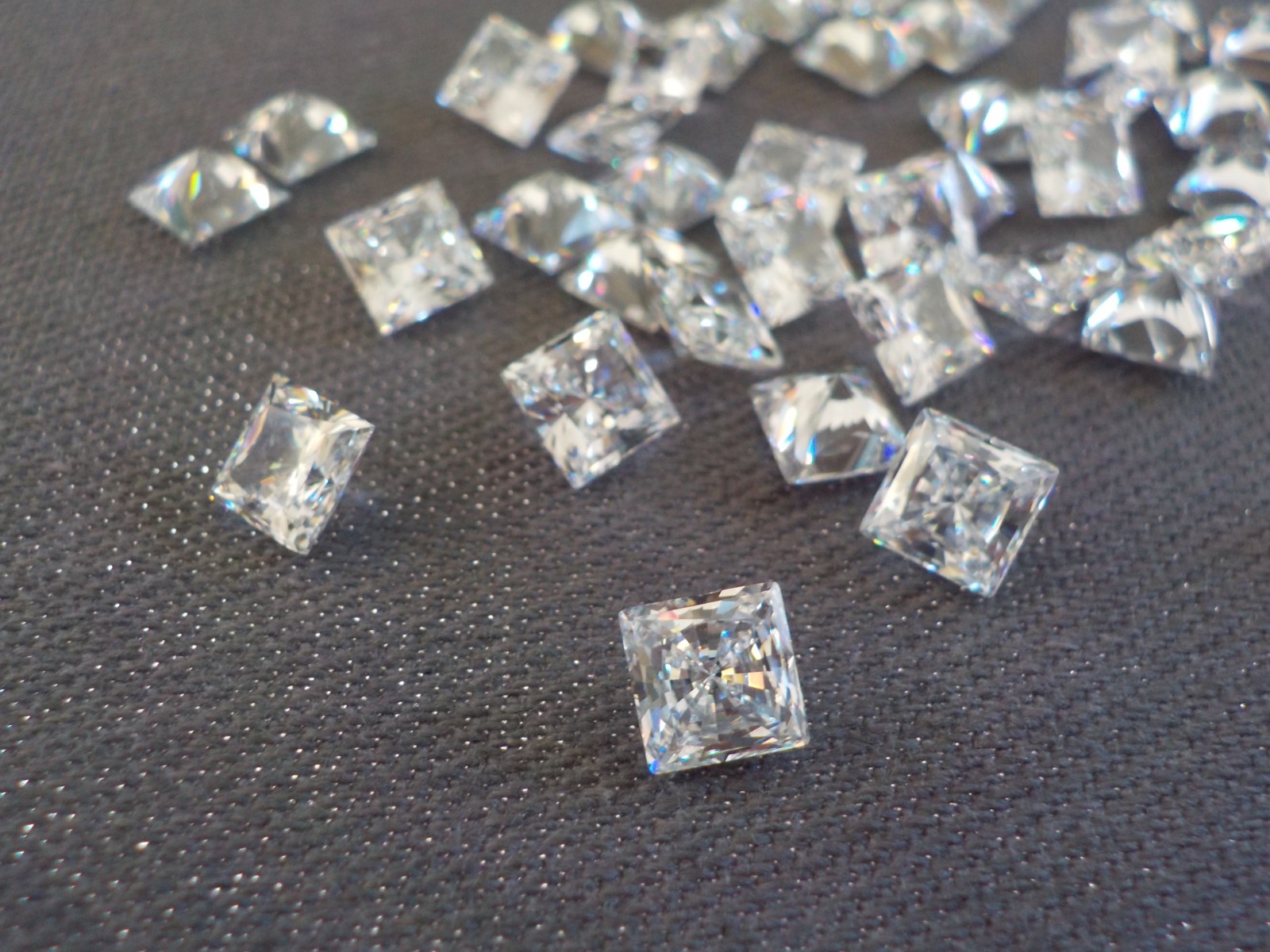 Square Cubic Zirconia Clear Stone 5 mm Pointed Back No Holes Total 12 Pieces