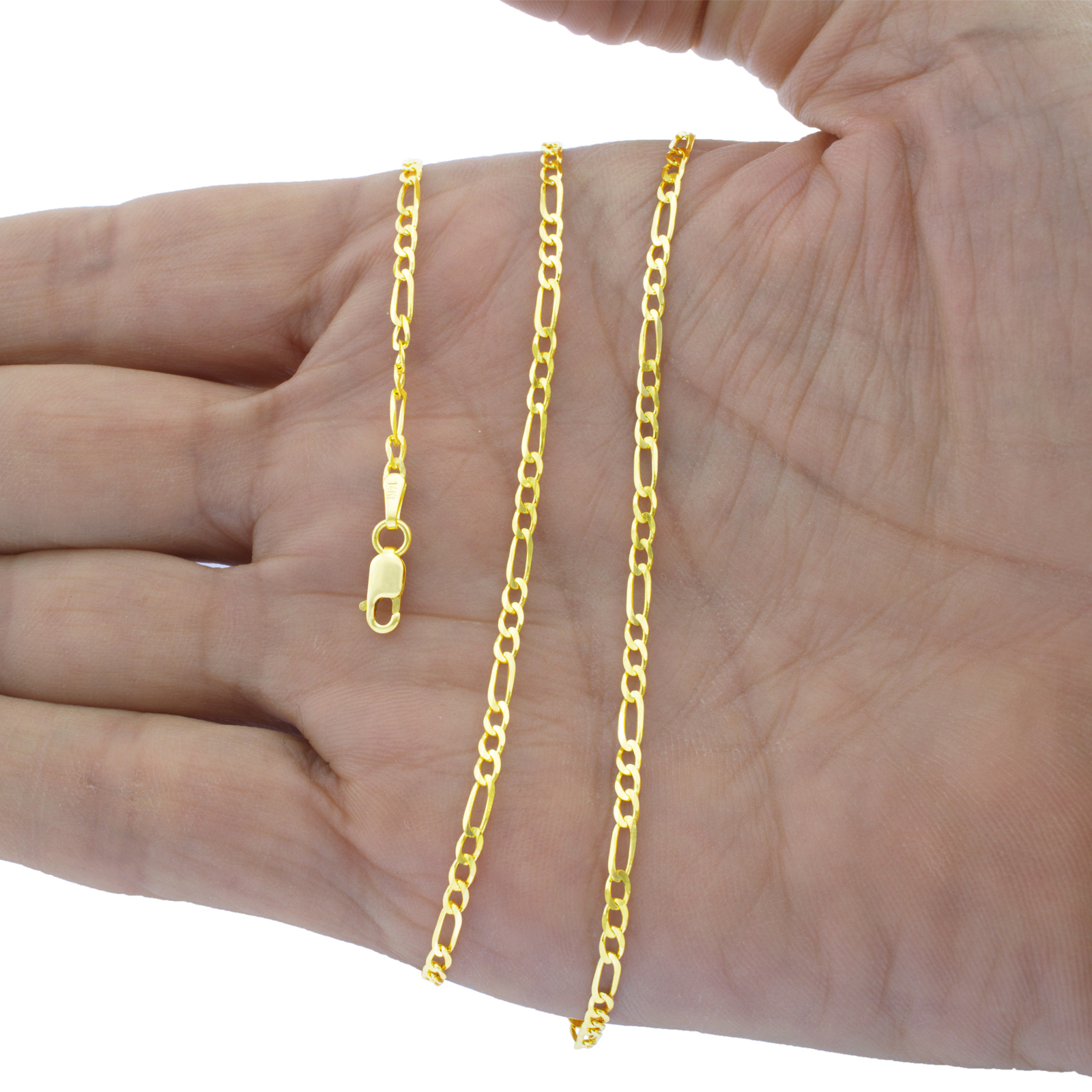 18K Gold Filled 16″ 18″ 20″ 22″ 24″ 26″ 28″ 30″ 2mm Figaro Chain Necklace