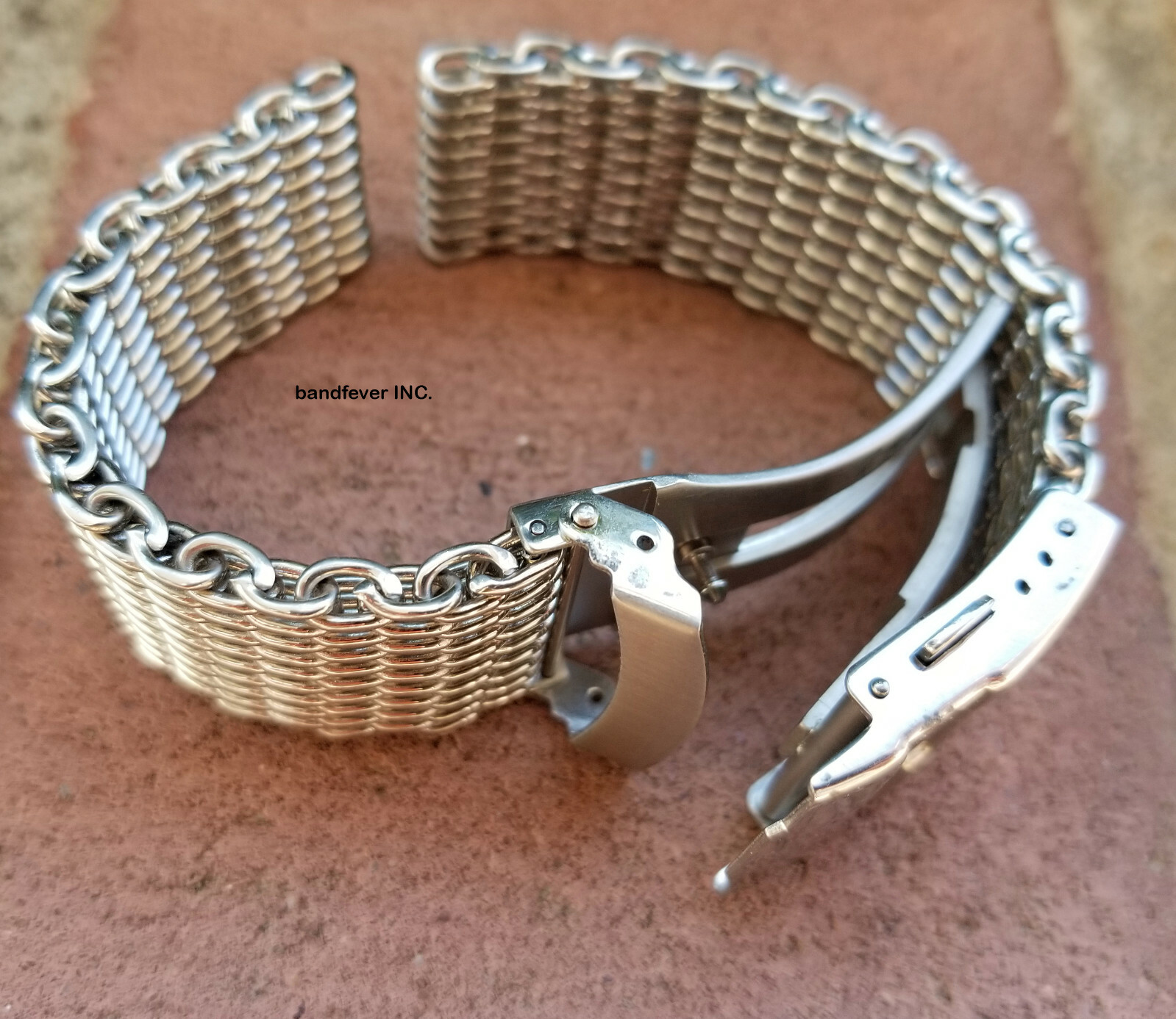 CLEARANCE 20mm ALL Brushed Shark Stainless Steel Mesh Watch Band W/ Solid Buckle