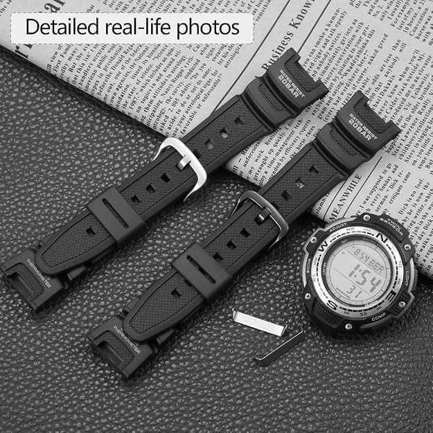 SGW-100 Series Watchband Compatible with Casio SGW100 Black band steel buckle