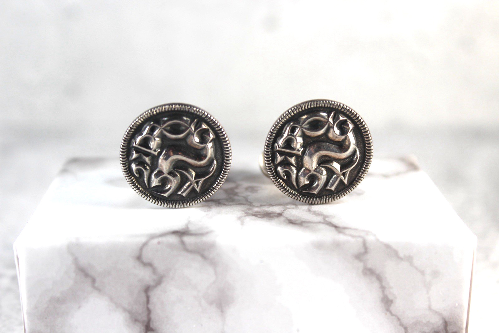 Vintage Sterling Silver David Anderson Viking Saga Reproduction Coin Cufflinks