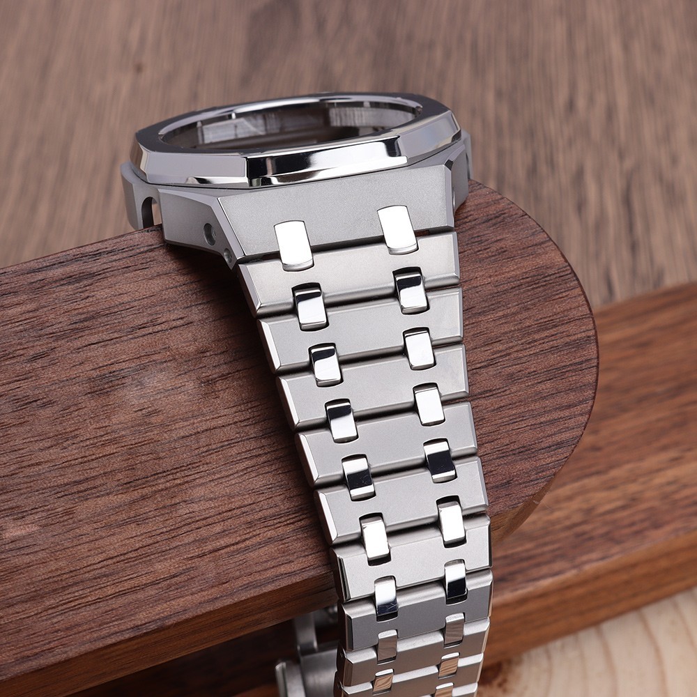 44.3mm Watch Case Strap Modify casio GA-2100 casioak Mods Silvery 316L Stainless