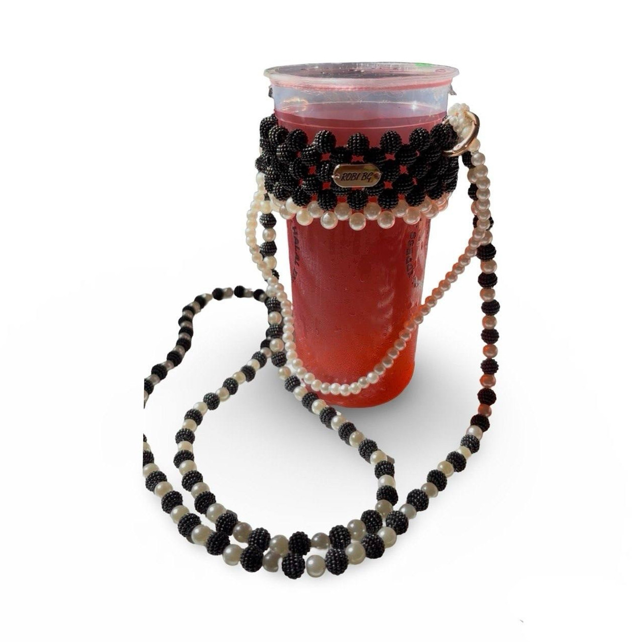 ROBI B4 Black & White Beaded Multi-Strand Round Pearl Necklace, Signed