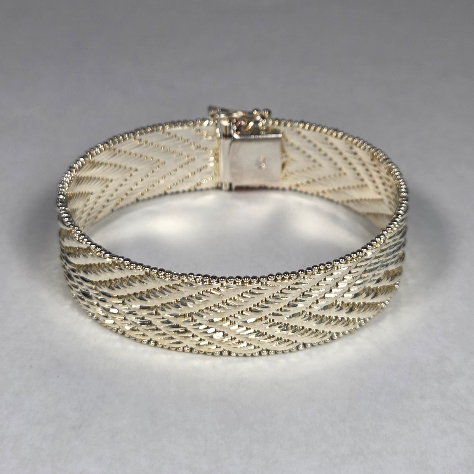 MILOR Sterling Silver Chevron Riccio Bracelet 5/8″ Wide 7″ Long 40.9 g Italy