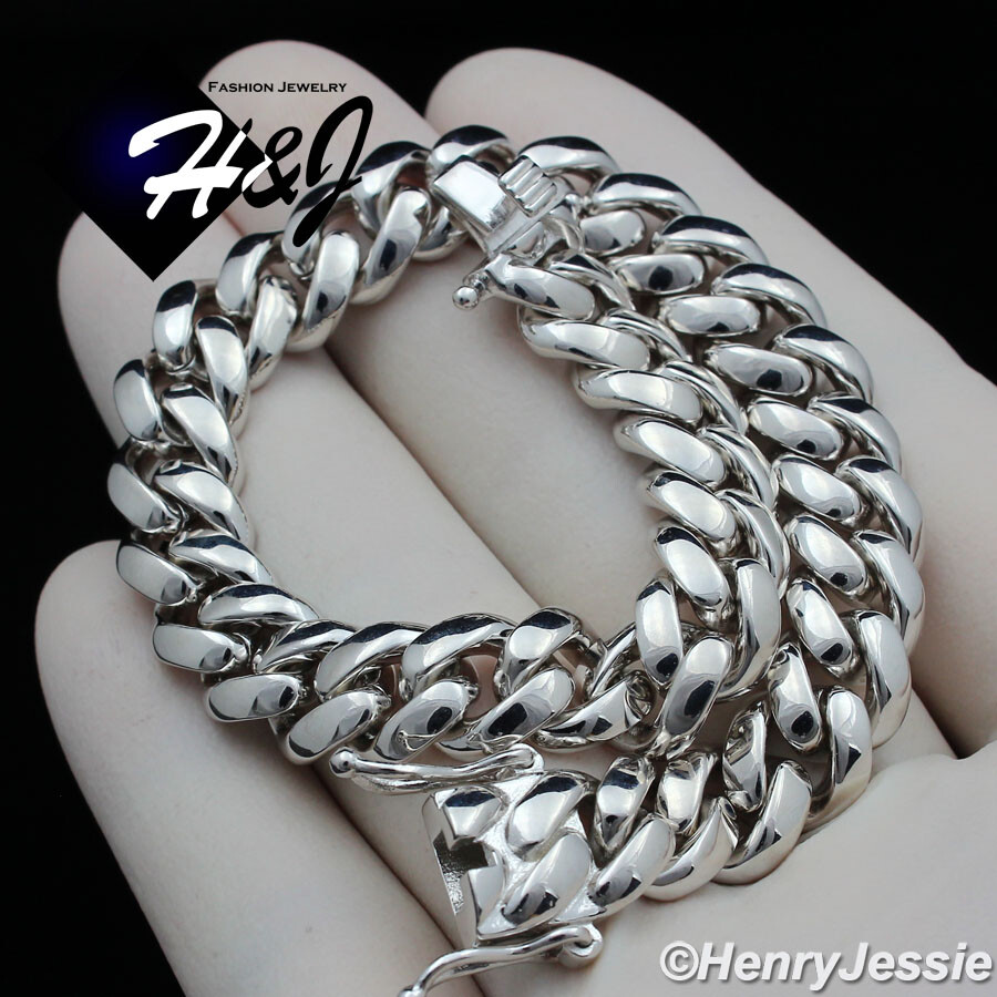 18″-24″MEN 925 STERLING SILVER 10MM PLAIN MIAMI CUBAN CURB CHAIN NECKLACE*SN20