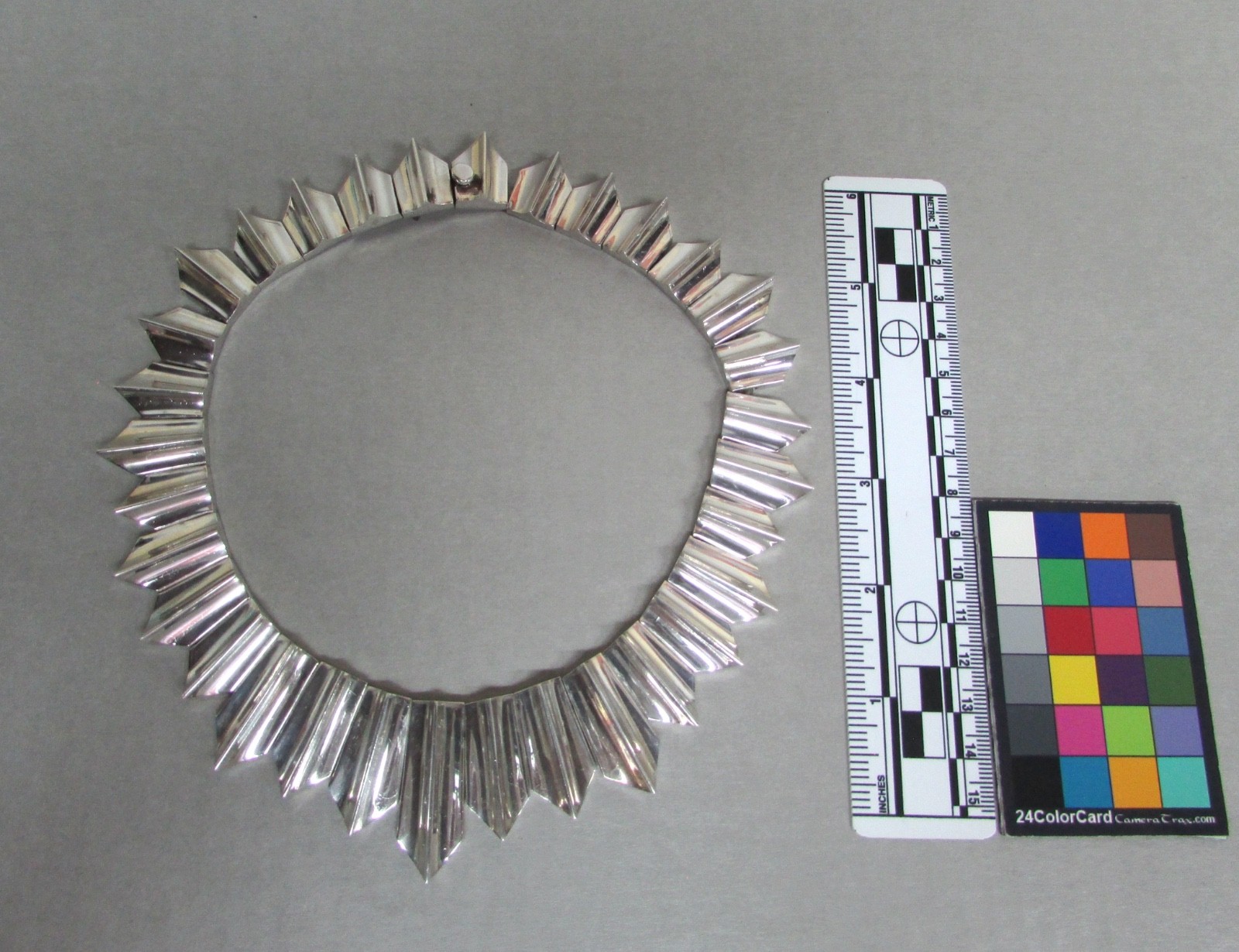 Necklace, Collar, Antonio Pineda, Chevrons, 15.5” 178.6 g. Sterling,970, Taxco