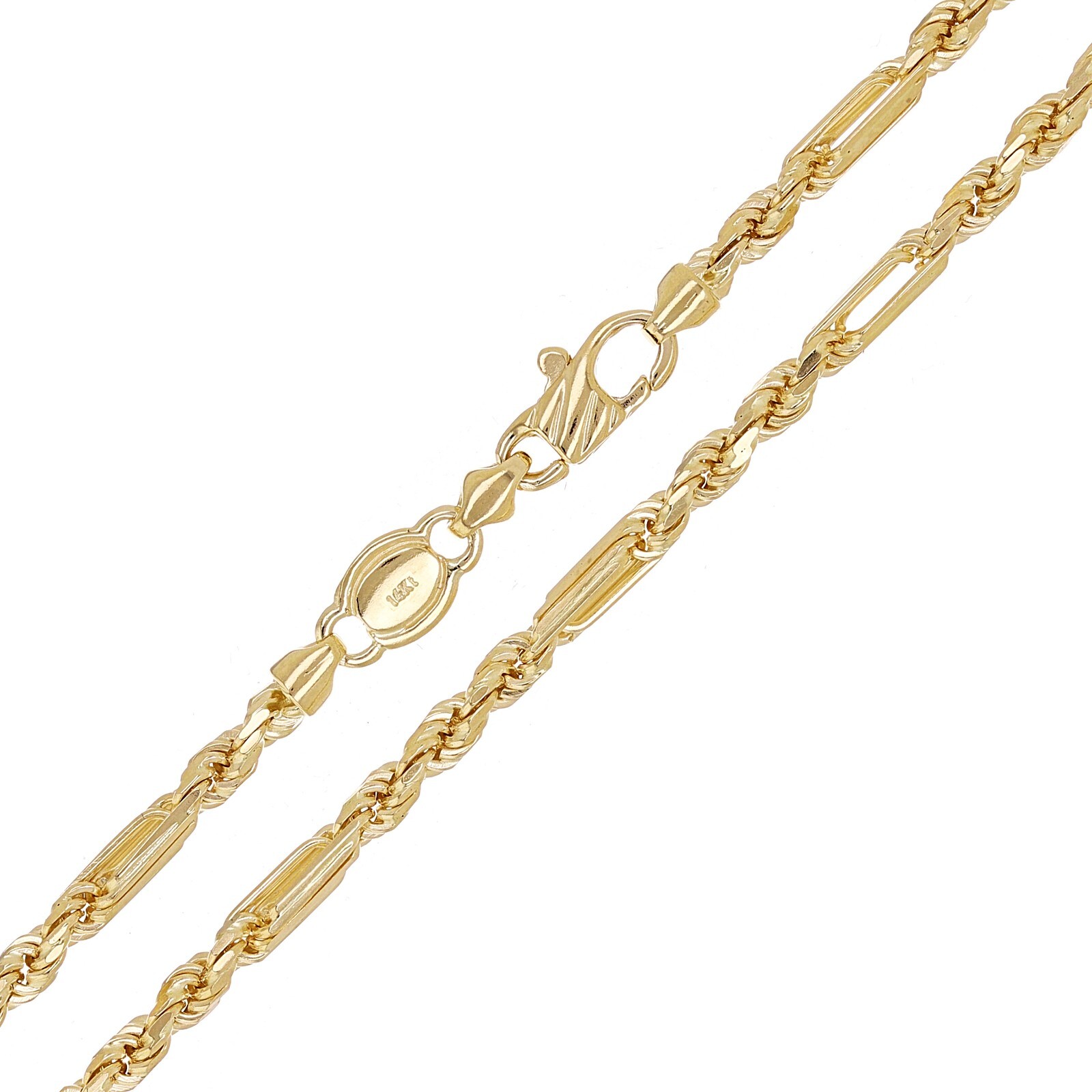 Italian 14k Yellow Gold Solid Milano Figaro Rope Chain Necklace 24″ 3mm 20.8g