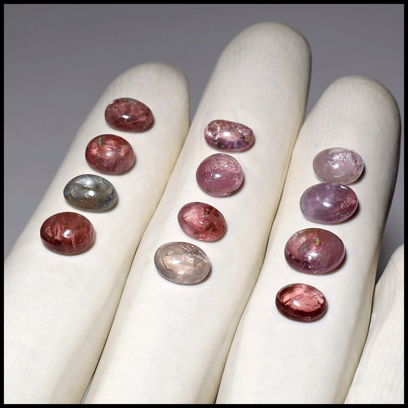 Burmese 12 PC Natural Spinel Untreated 7.6mm-9.2mm Oval Cabochon Gemstones Lot