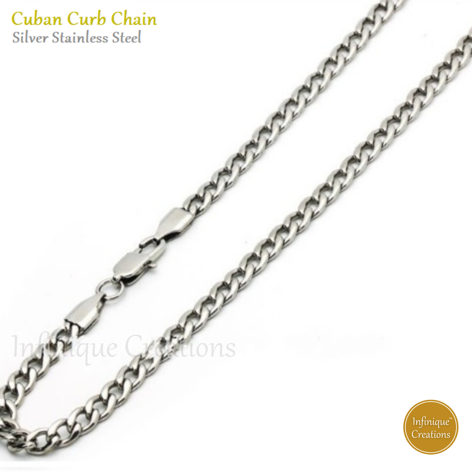 Stainless Steel Silver Chain Cuban Curb 7-38″ Necklace Bracelet Men Women 3-12mm