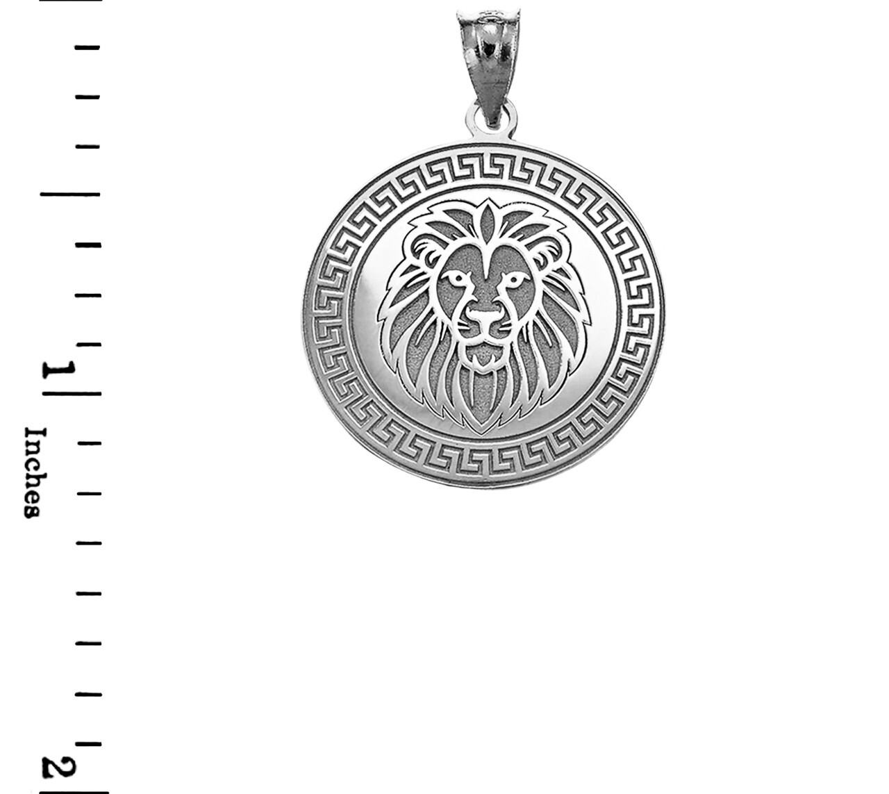 Solid Sterling Silver Lion Medallion Pendant Necklace (S/L)