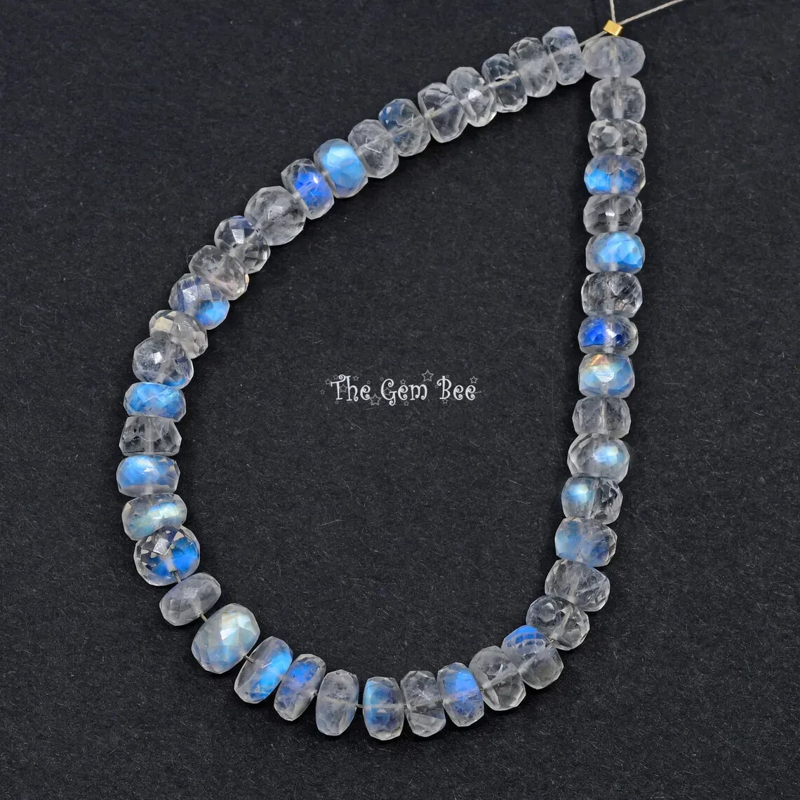 5.5mm-6.5mm Even Rainbow Moonstone Faceted Rondelle Beads 6″ Strand