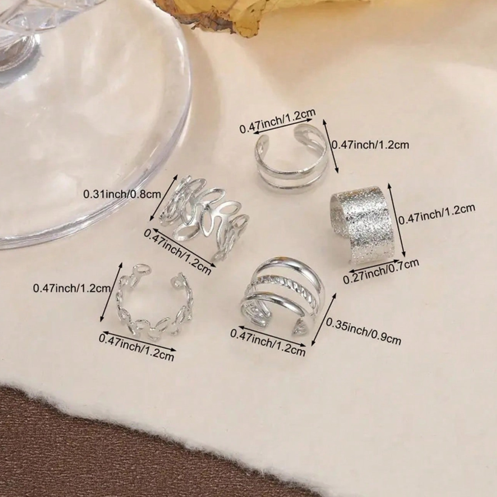 5X Adjustable Ear Cuffs Clip-On Earrings Non-Piercing Fashion Jewelry for Unisex