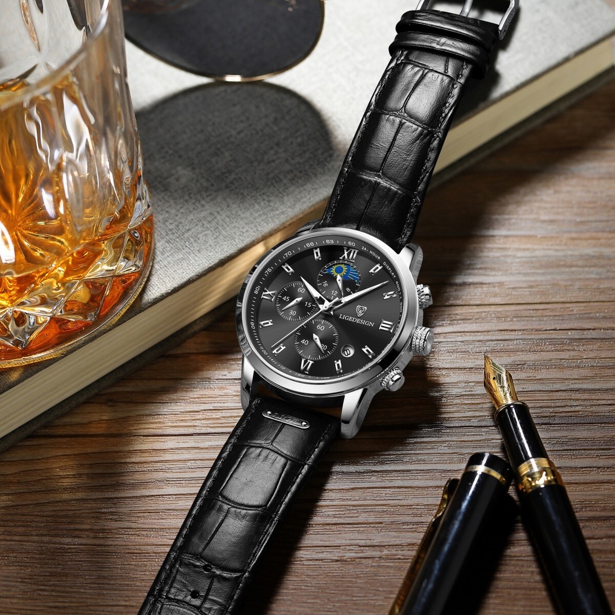 LIGE Men’s Watch Quartz Luminous Calendar 3ATM Waterproof Male Casual Wristwatch