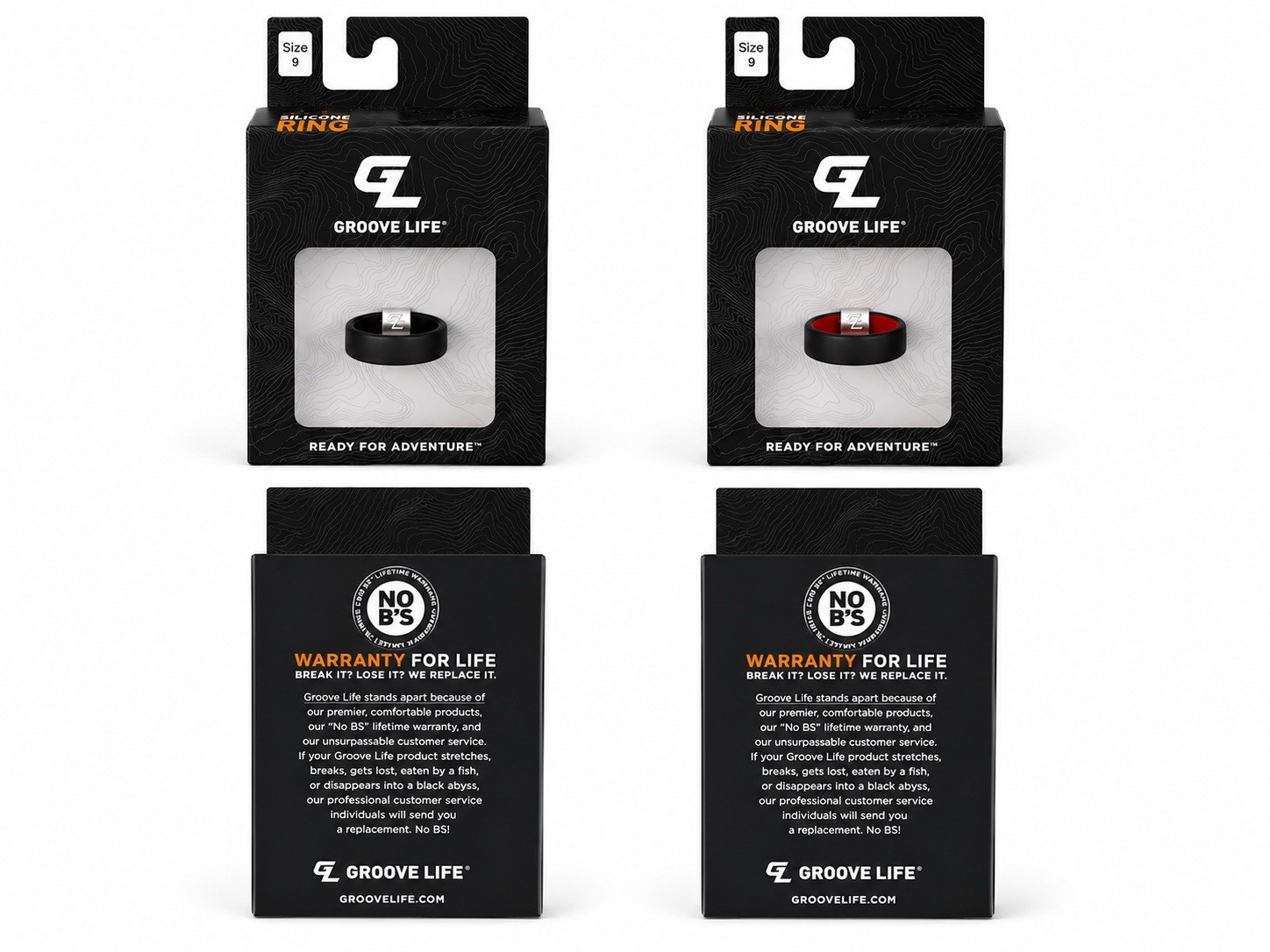 Groove Life | Size 9 | Edge Black/Black | Black/Red 2-Pack New