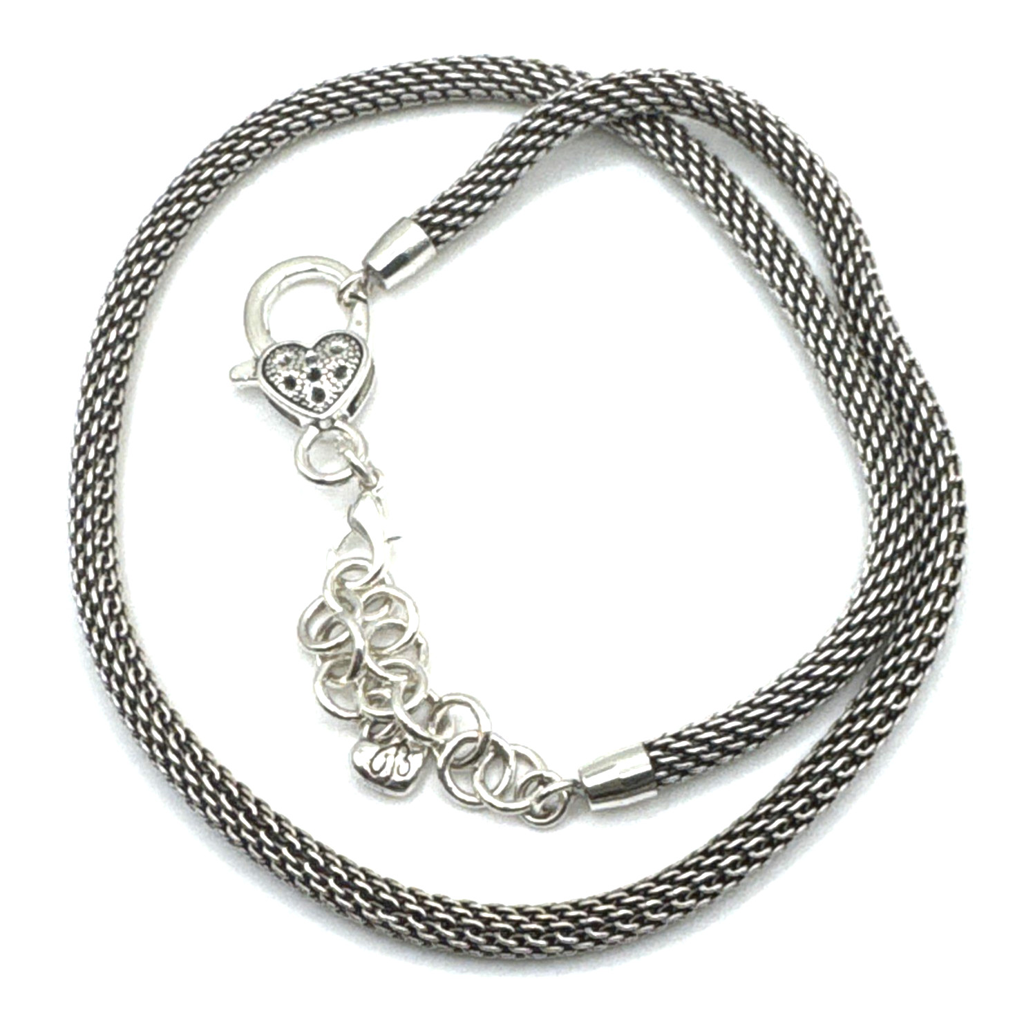 Brighton Glam Mesh Charms/Beads Necklace W/ Non-Brand Heart Clasp 20 Inches