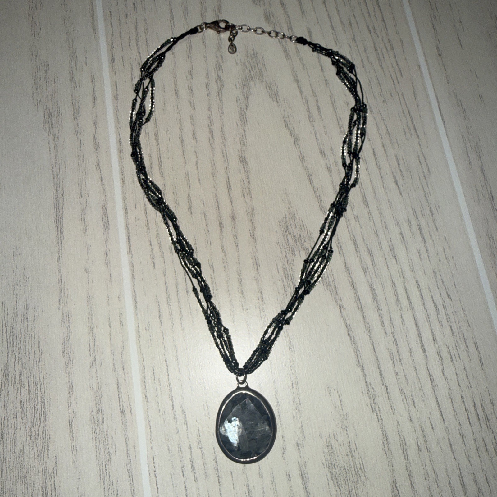 SILPADA Sterling Silver Feldspar STORMY NIGHT Multi Strand Silk Necklace N1895