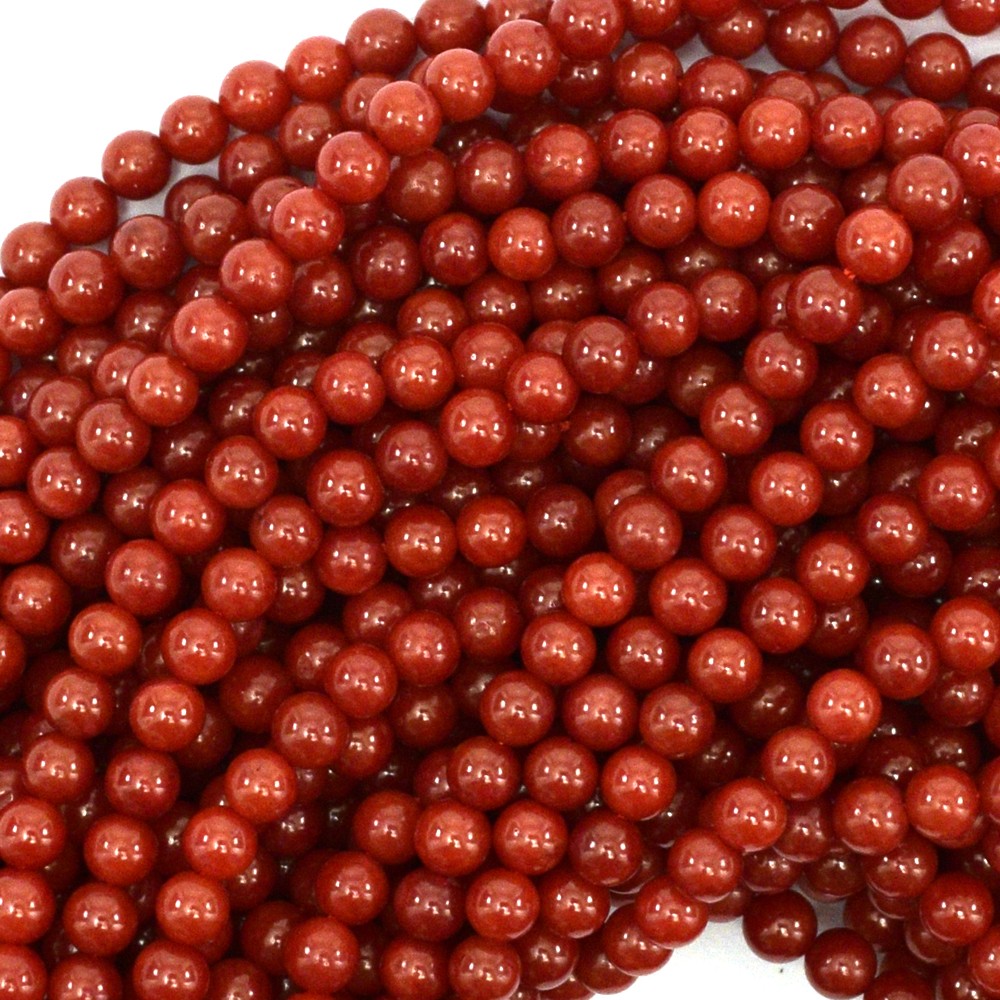 4mm red coral round beads 15.5″ strand