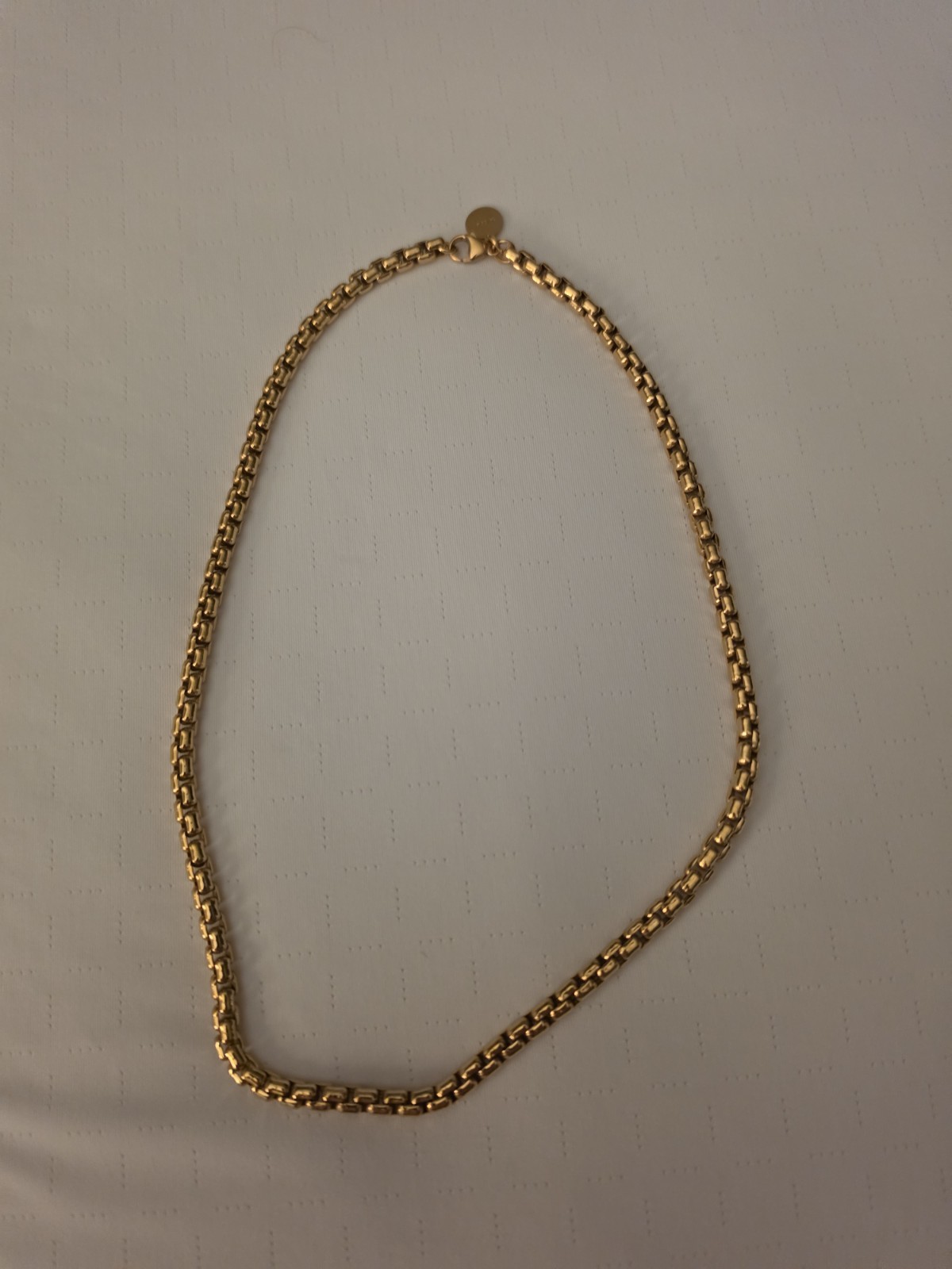 14K Yellow Gold Box Chain Necklace 22″ Heavy Link Lobster Clasp Estate