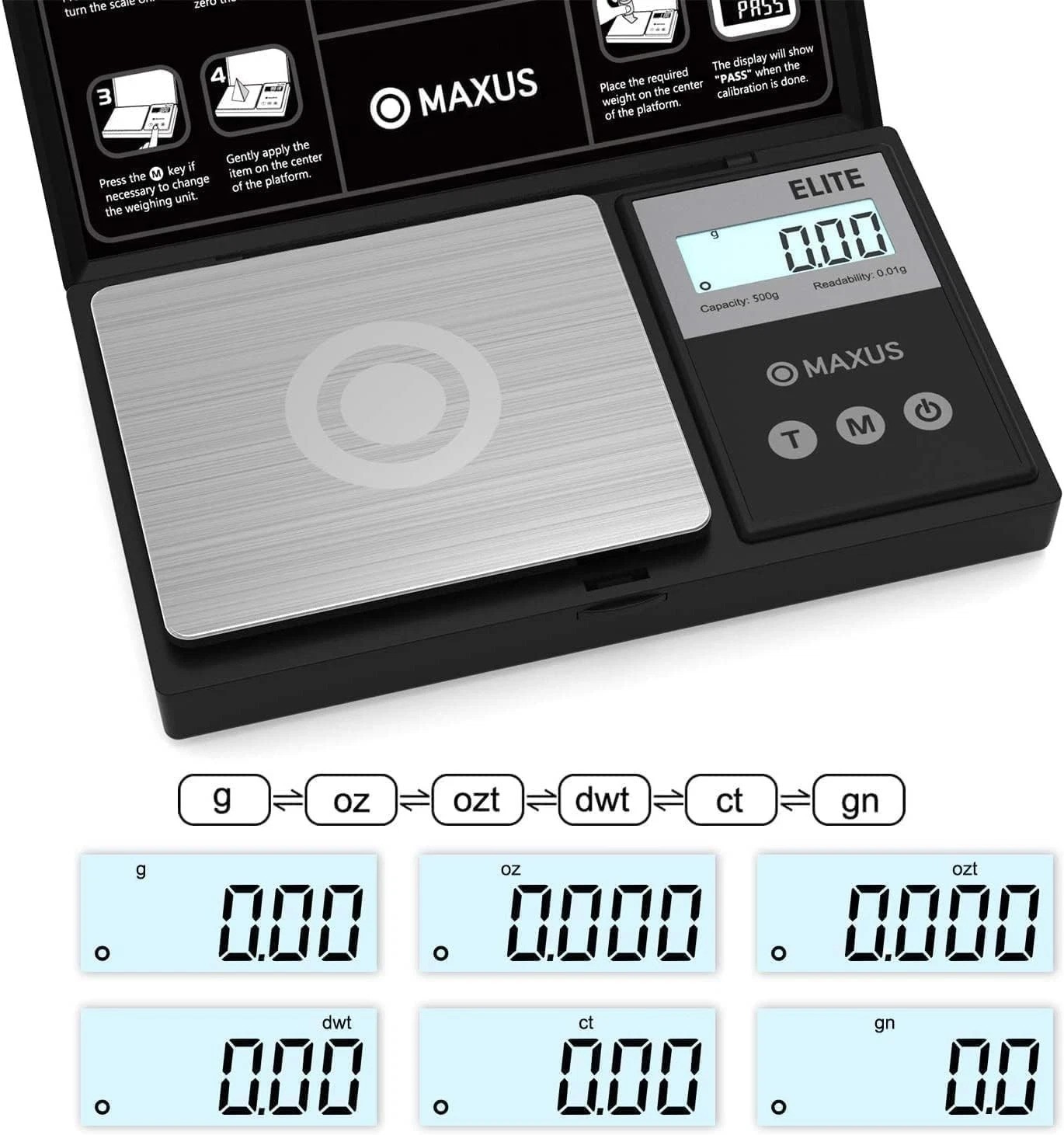 High Precision Pocket Digital Scale – 500g x 0.01g with Clear Tray & LCD Display