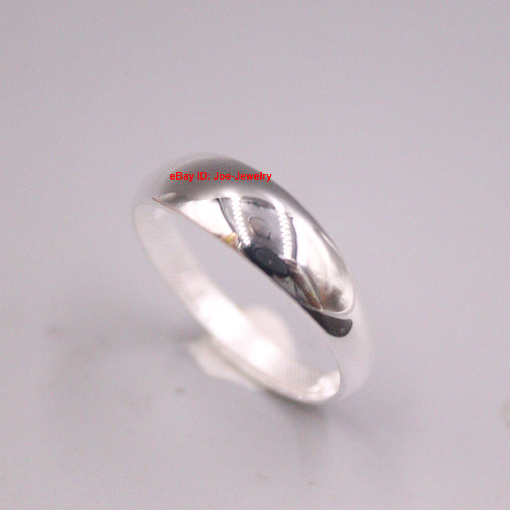 Solid 999 Fine Silver Ring Glossy Finish Band Adjustable 6-9 6mm Width