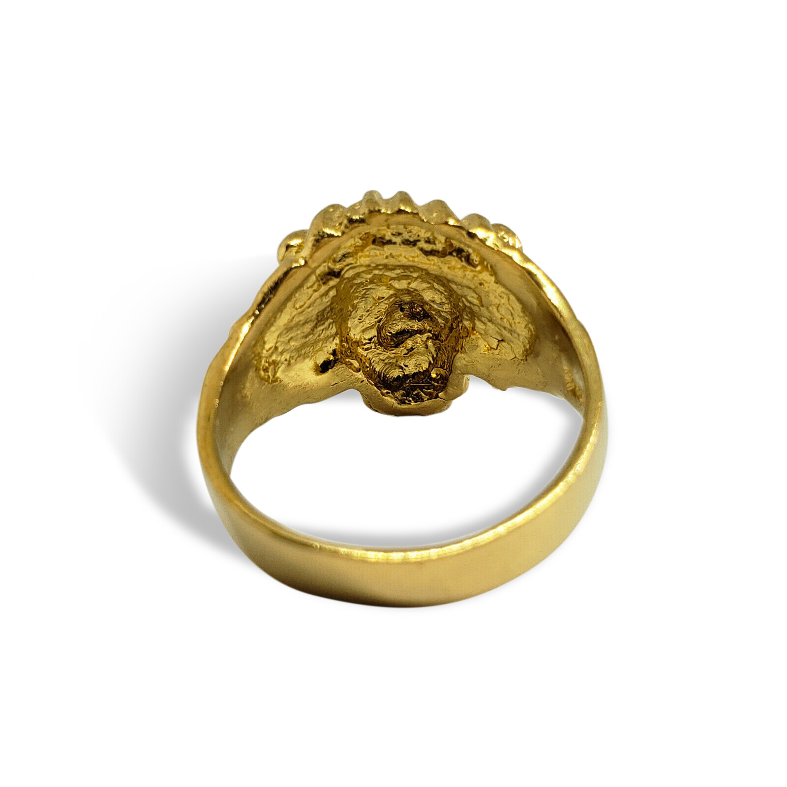 Solid 24K Yellow Gold Handcarved Large Heavy Mens Lion Ring Size 5 – 11