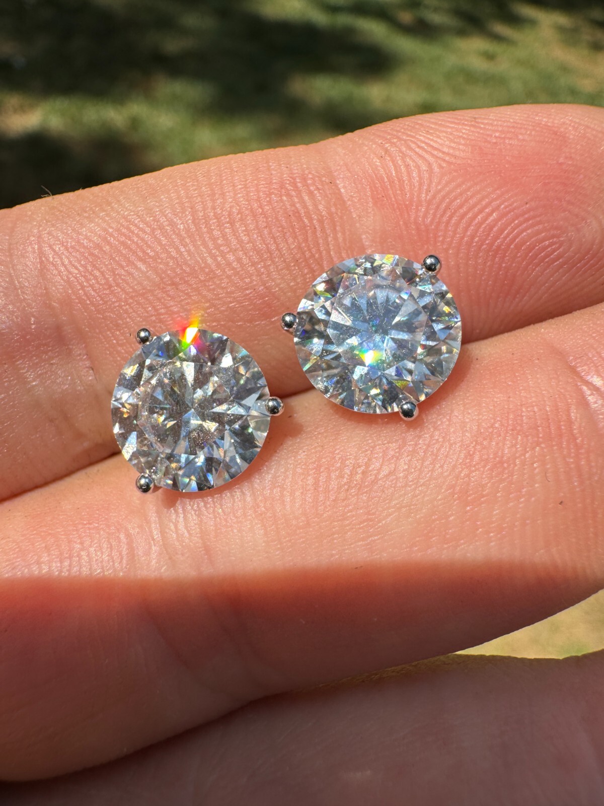 Real Moissanite Screwback Stud 3 Prong Martini Earrings 925 Silver HipHop 3-10mm